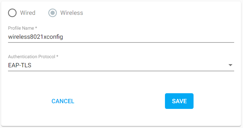 Figure 2: Example Wireless IEEE802.1x Config